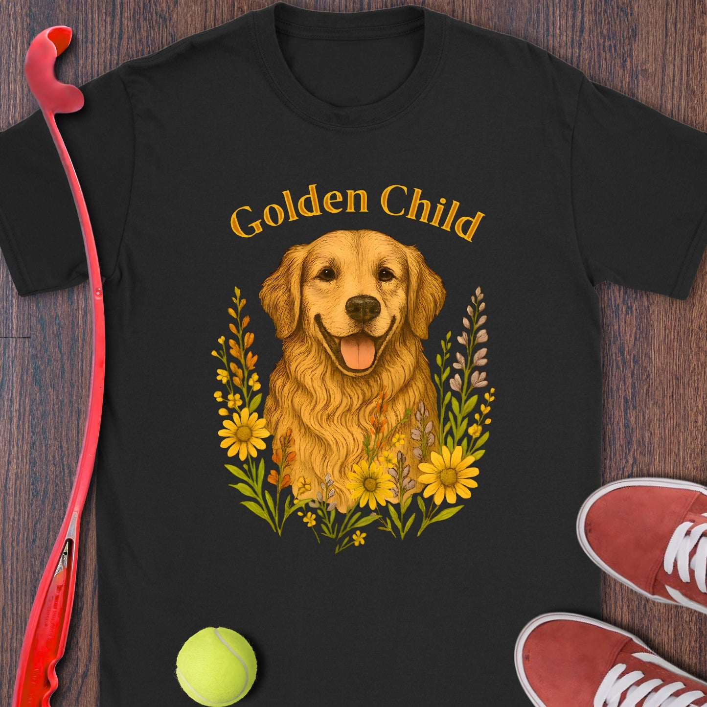 Golden Child Dog Lover Graphic Printed Black Shirt product
