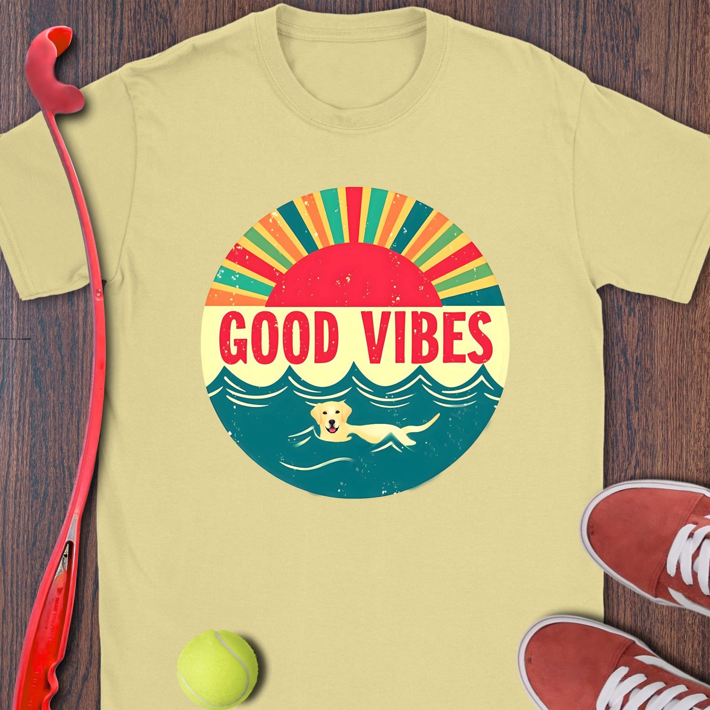 Good Vibes Retro Sun and Waves Graphic Tee product