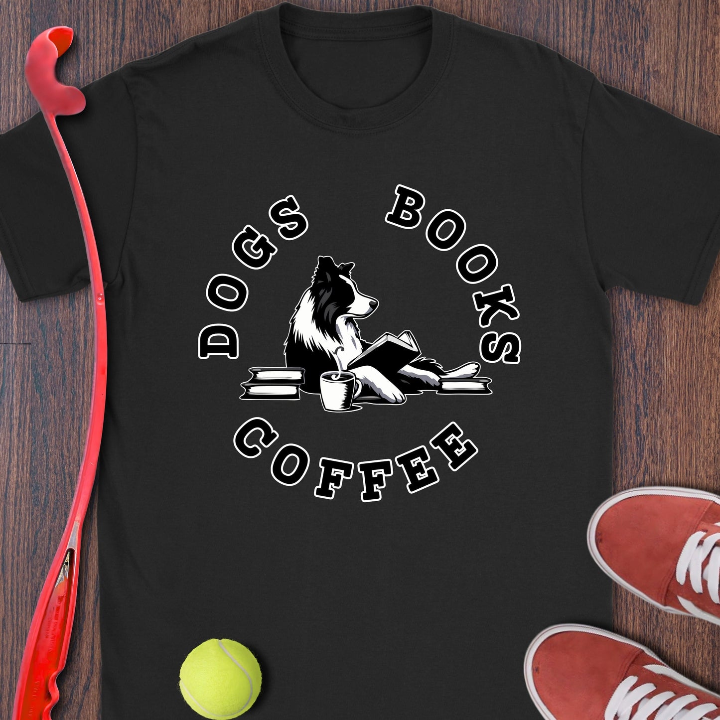Dogs Books Coffee Graphic Tee product