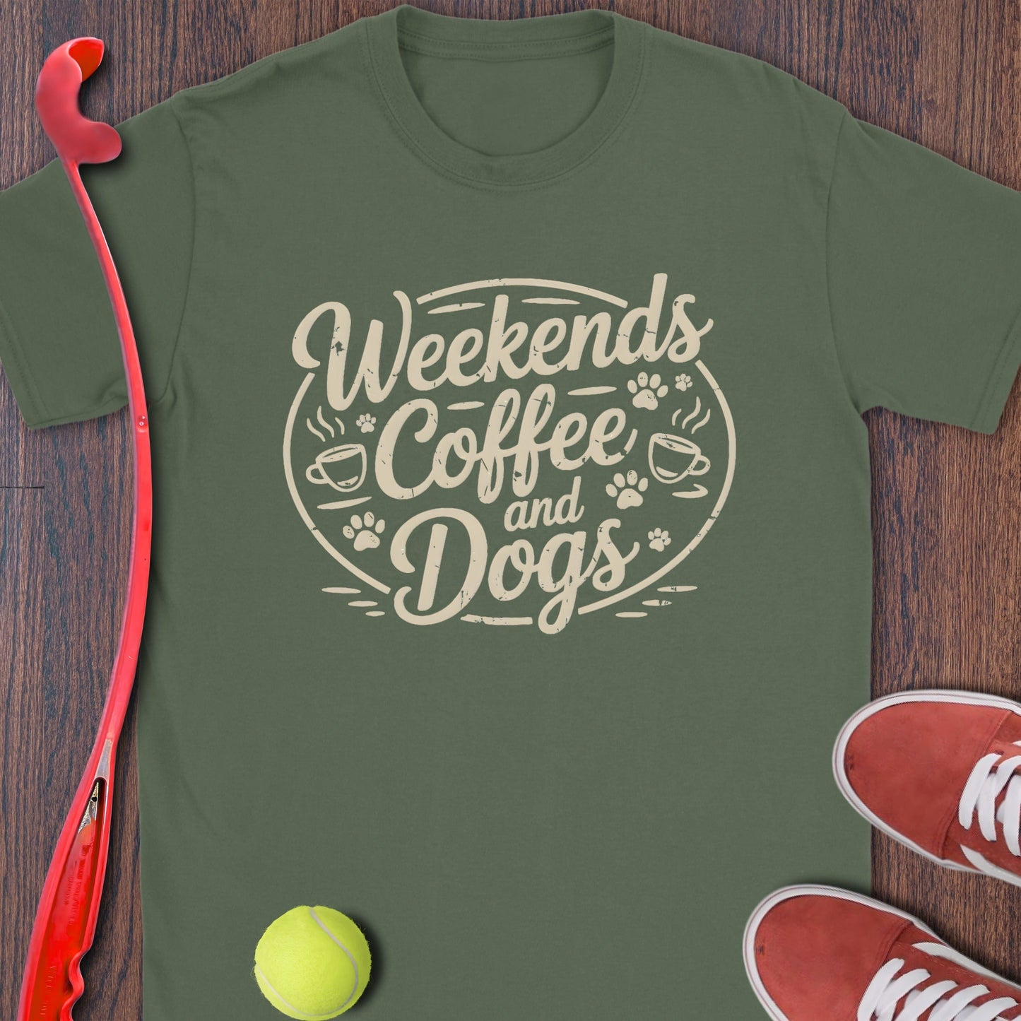 Weekends Coffee and Dogs Graphic T-shirt product type