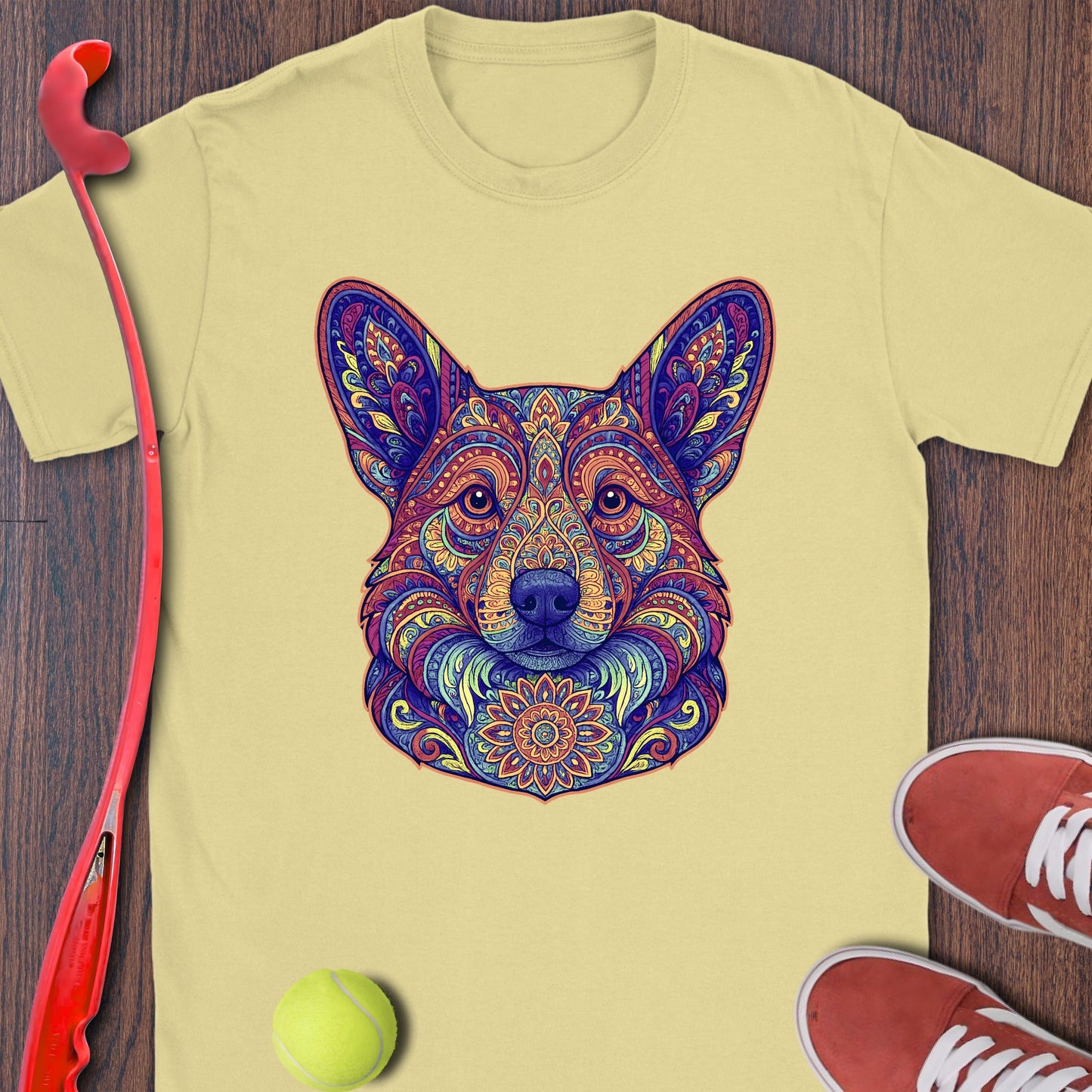Colorful Intricate Dog Face Design T-shirt product type