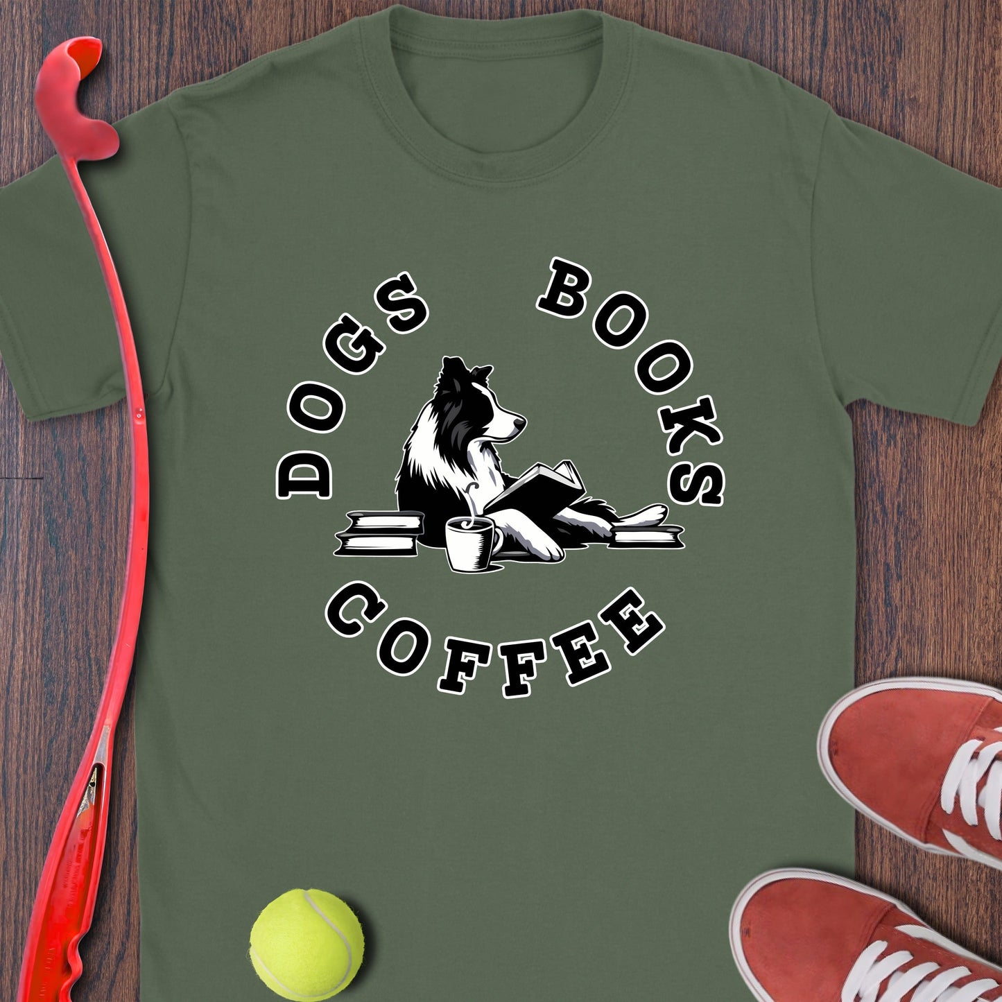 Dogs Books Coffee Unique Graphic T-Shirt product