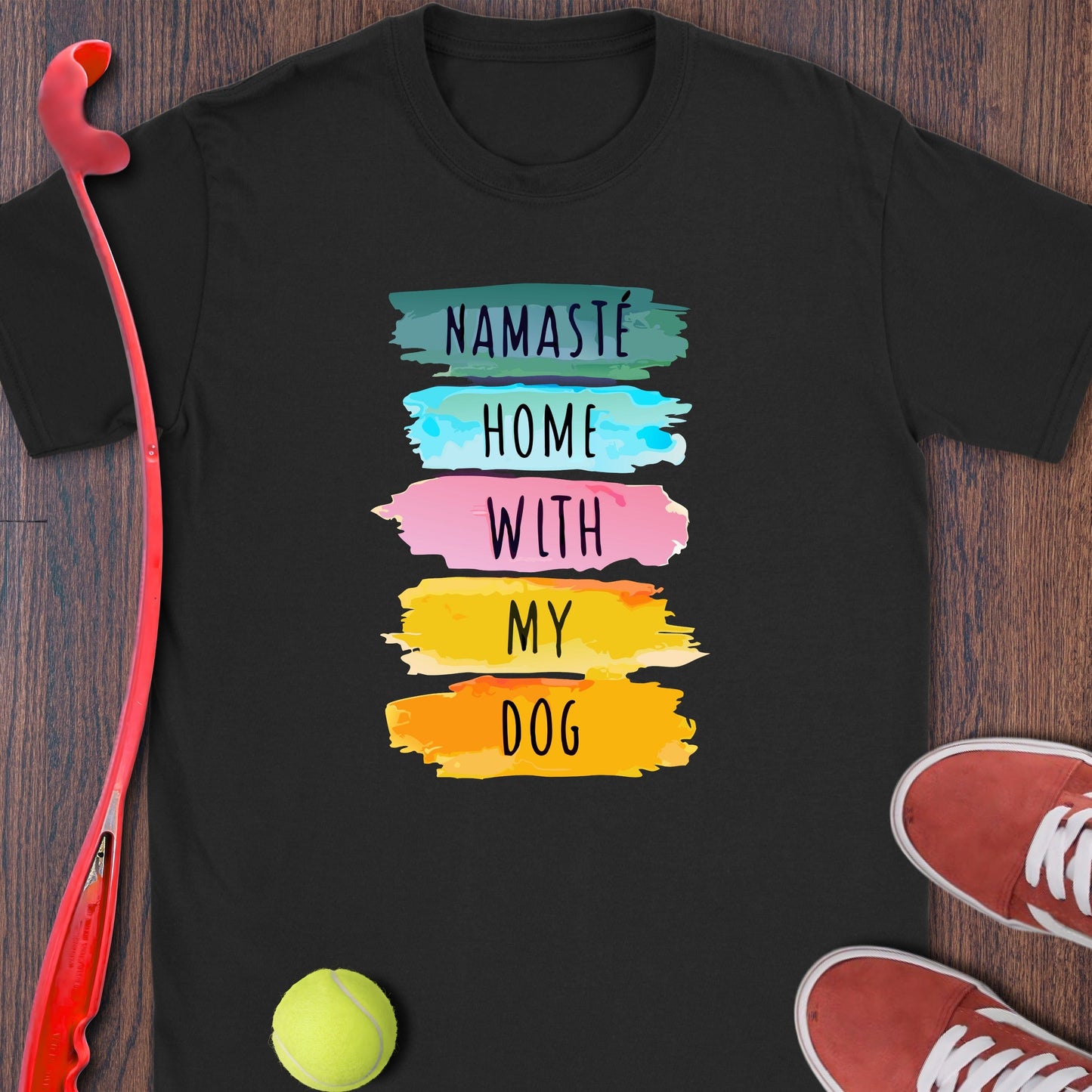 Namaste Home With My Dog Colorful T Shirt product type