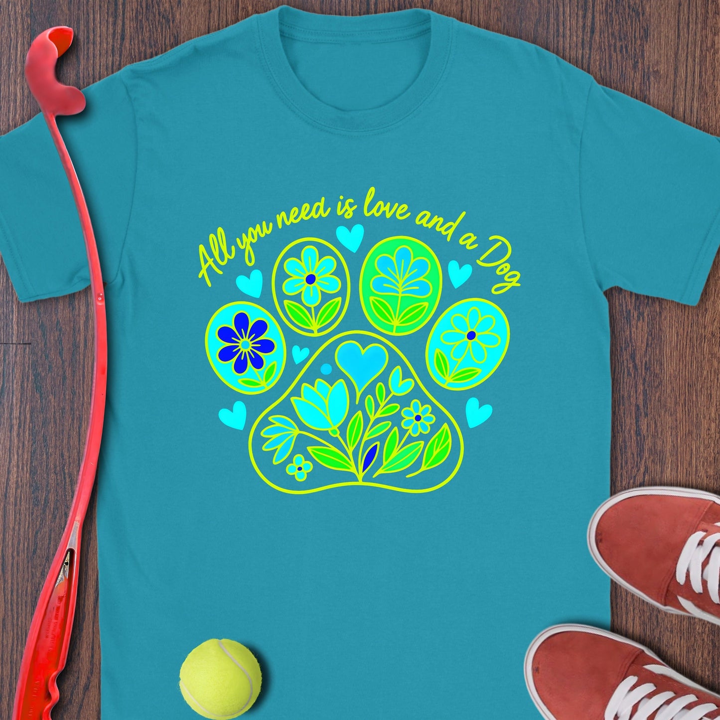 All You Need Is Love And A Dog Paw Print T-Shirt product type