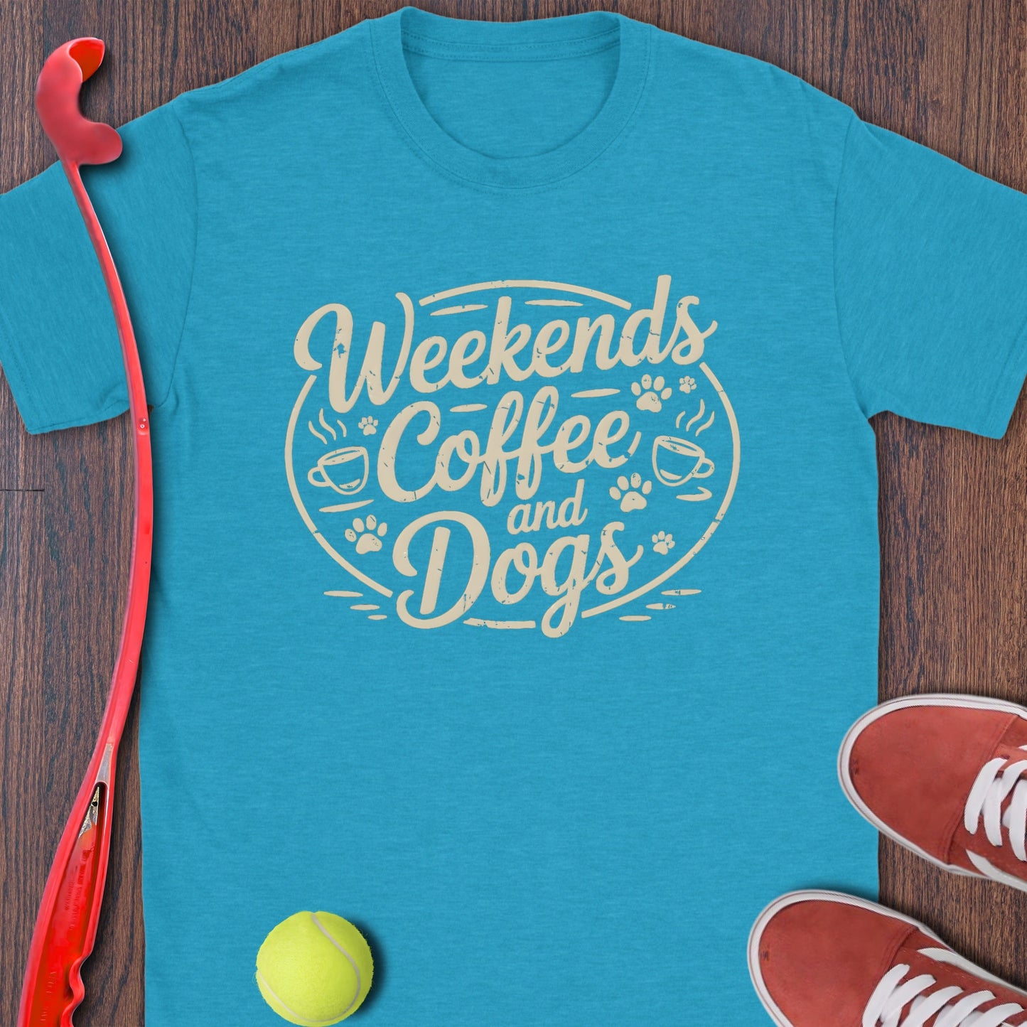 Weekends Coffee and Dogs Graphic Print T-Shirt product type