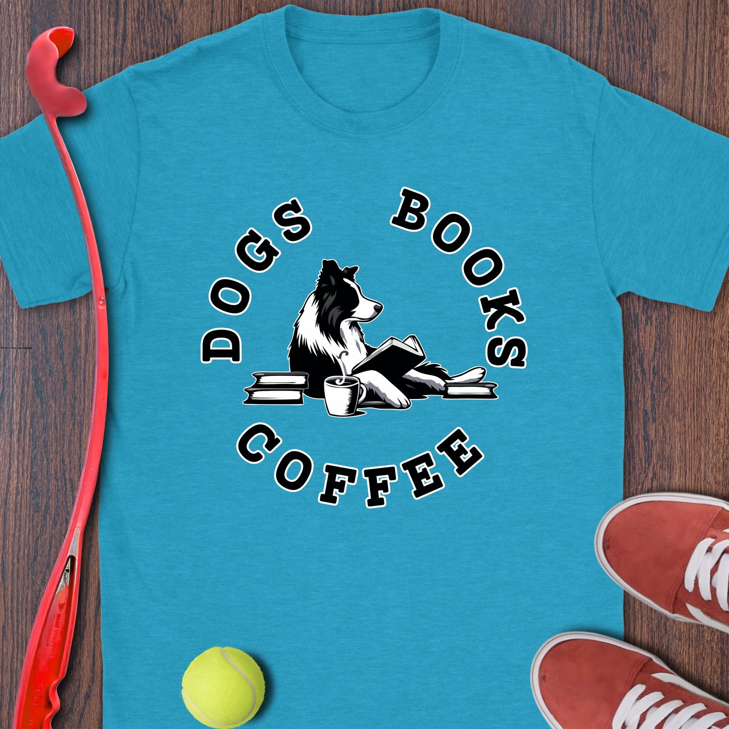 Dogs Books Coffee Funny Graphic Tee Shirt product