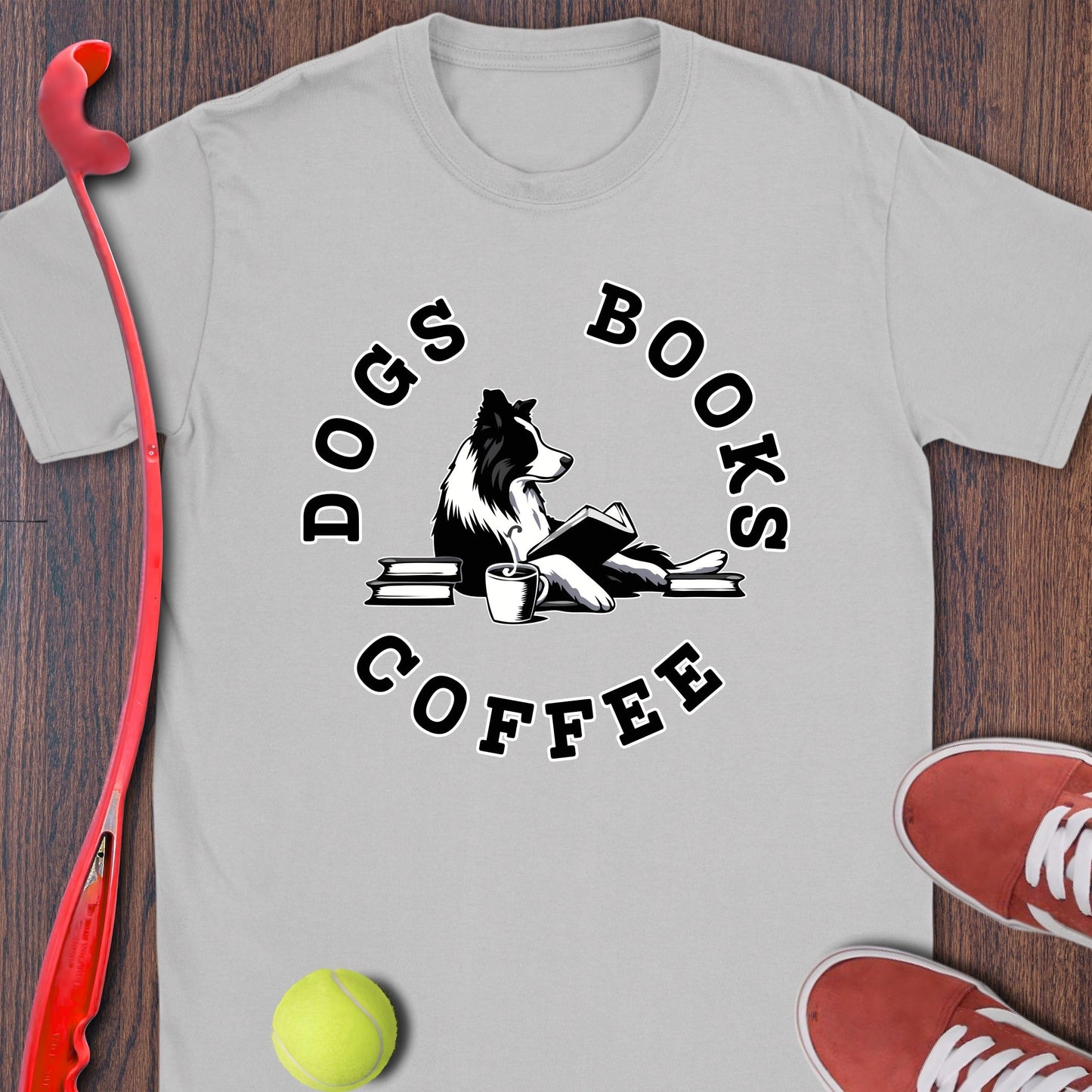Dogs Books Coffee Relaxed Fit Graphic T-Shirt product