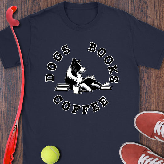Dogs Books Coffee Graphic Print T-Shirt product type